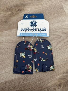Life Is Good Luggage Tags 2 Pack Navy Game On Sports Travel Tags NWT